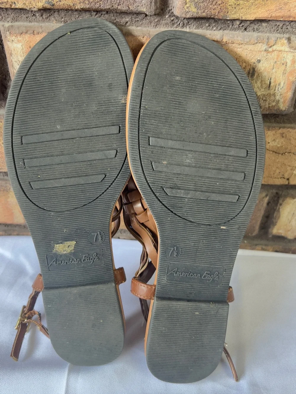 American Eagle Outfitters Brown Braided T-Strap Sandals